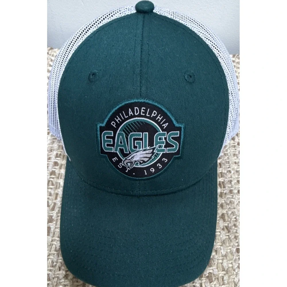 '47 Philadelphia Eagles Green/White Mesh Back Trucker Snapback Hat NFL